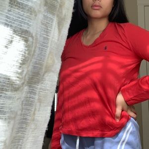 Red Ralph Lauren V-neck long sleeve
